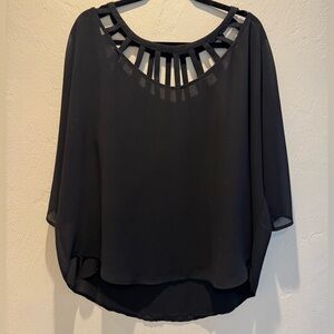 Maurices Black Cutout Cage-Neck Blouse